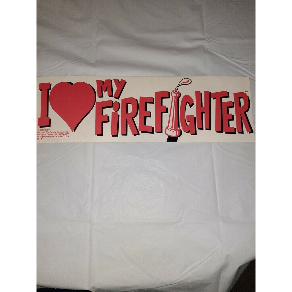Vintage Bumper Sticker I Heart My Firefighter Decal